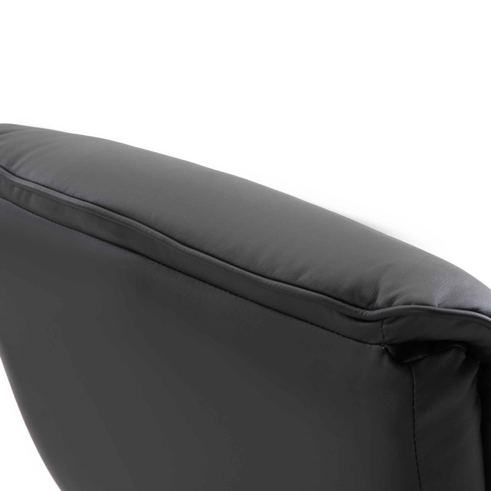 Relaxsessel mit Hocker Fernsehsessel Polstersessel 360° drehbar 145° neigbar mit Retro-Design Chesterfield PU-Bezug Holzverkleidung Metallfuß Schwarz 82 x 83 x 110 cm