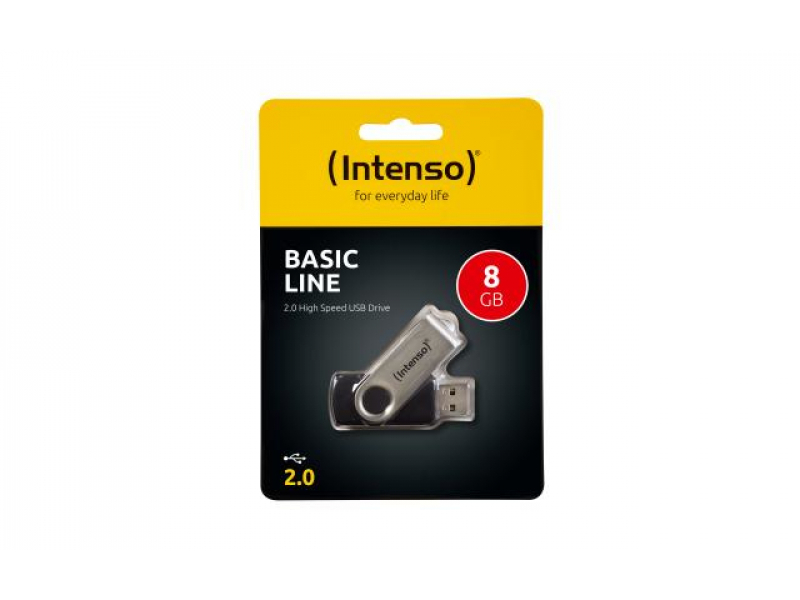 Intenso Basic Line - 64 GB - USB Typ-A - 2.0 - 28 MB/s - Drehring - Schwarz - Silber 3503490