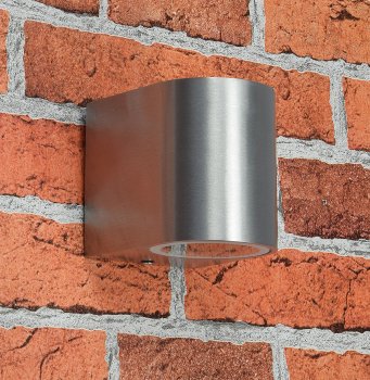 Außen-Wandleuchte "CTW-1", für 1x GU10, IP44, Edelstahl poliert