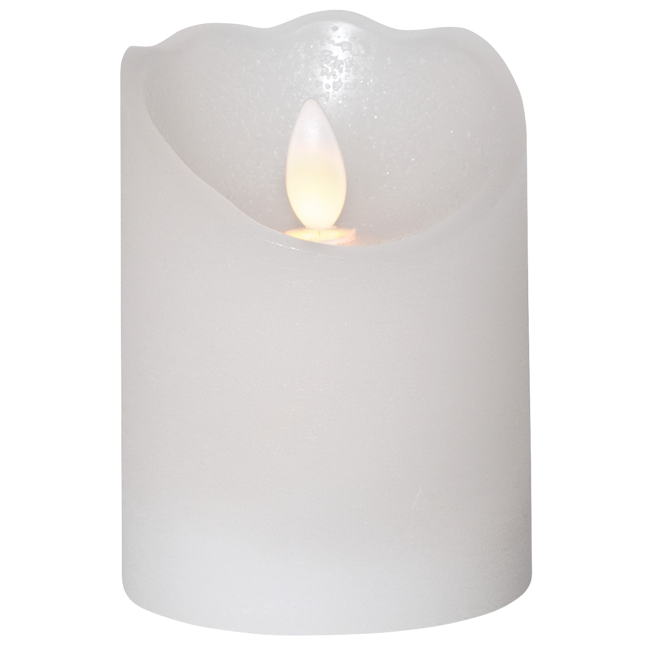 LED Echtwachs-Kerze ''Glow'', weiß, 7.5x10cm, Timer, batteriebetrieben, flackernd