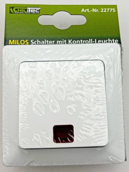MILOS Kontroll-Schalter mit Lämpchen - 250V~/ 10A, inkl. Rahmen, UP, weiß matt