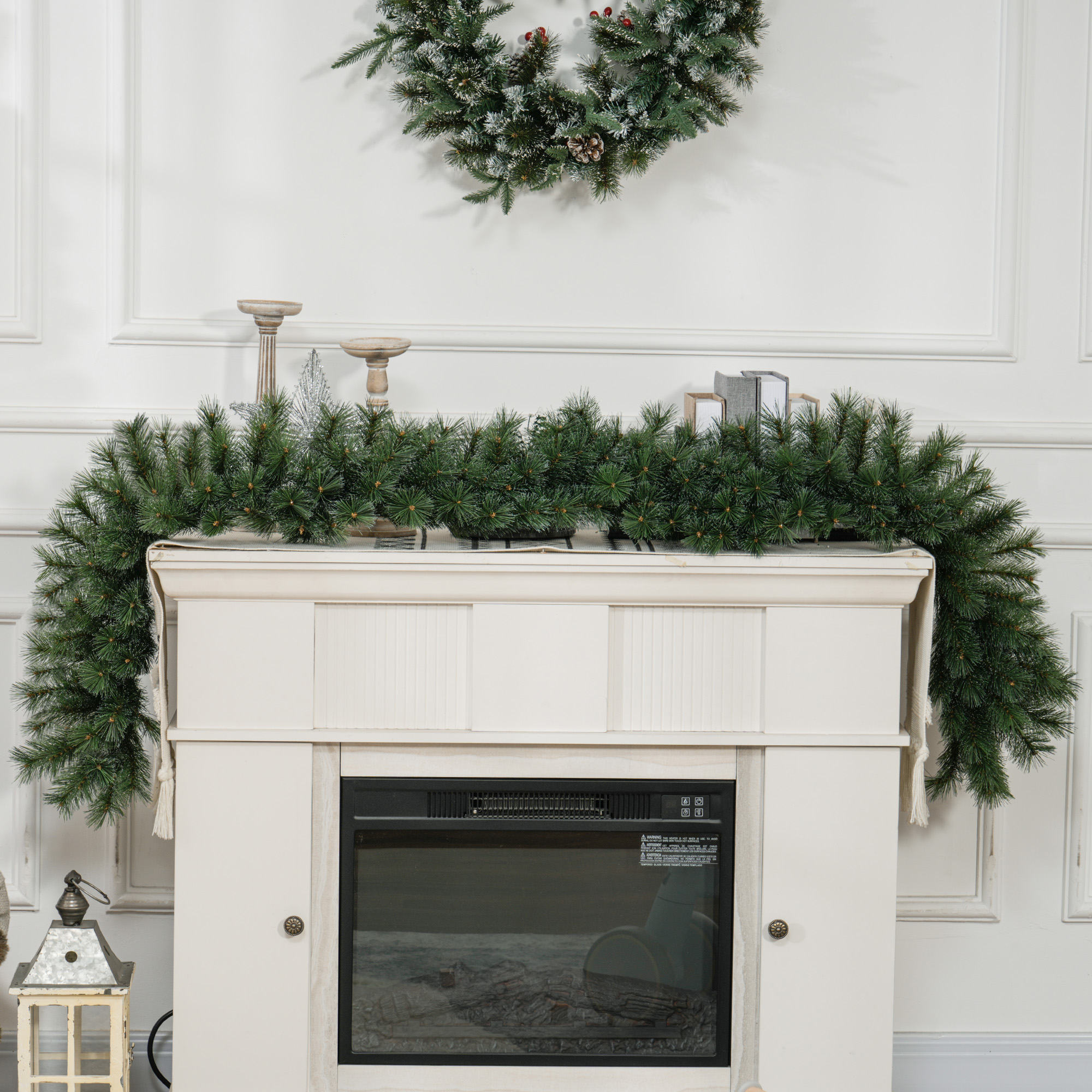 1,8 m künstliche Weihnachtsgirlande Blumendekoration mit 160 Spitzen Grün