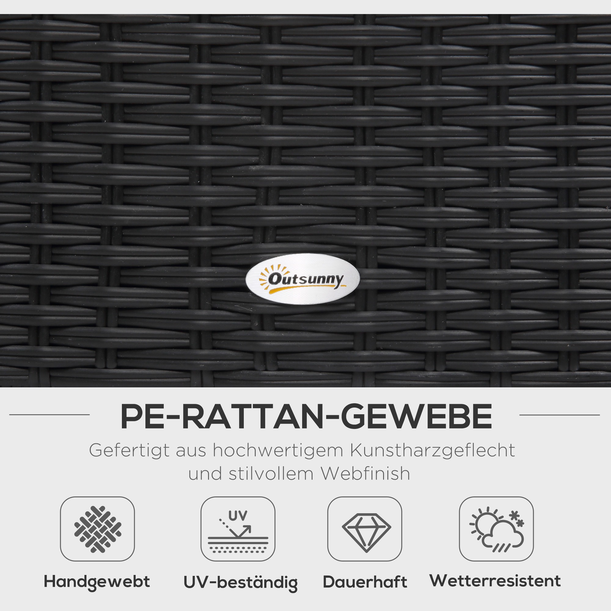 4-tlg. Luxus Polyrattan Gartengarnitur Gartenmöbel Garten-Set Sitzgruppe Loungeset Loungemöbel inkl. Ablagen und Beistelltisch Sitzkissen Schwarz