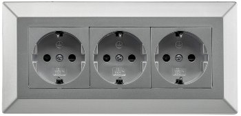 3-fach Steckdosenblock, silber - 250V~/ 16A, Aufbaumontage