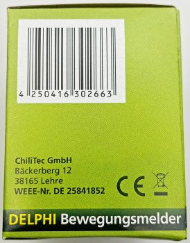 DELPHI Bewegungsmelder 160°, weiß - LED geeignet,  250V~, Unterputz, 3-Draht