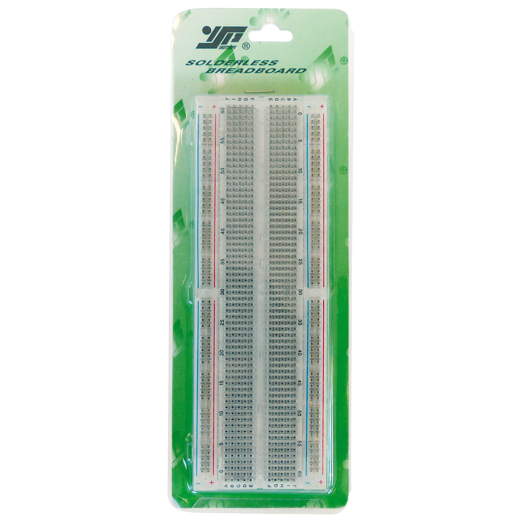 Experimentier-Board, 200/630 Kontakte, erweiterbar, 165x54x9mm, transparent