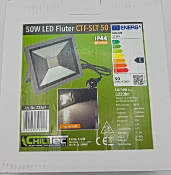LED-Fluter SlimLine "CTF-SLT 50" silber - 50W, 5220lm, 4000K, neutralweiß, IP44