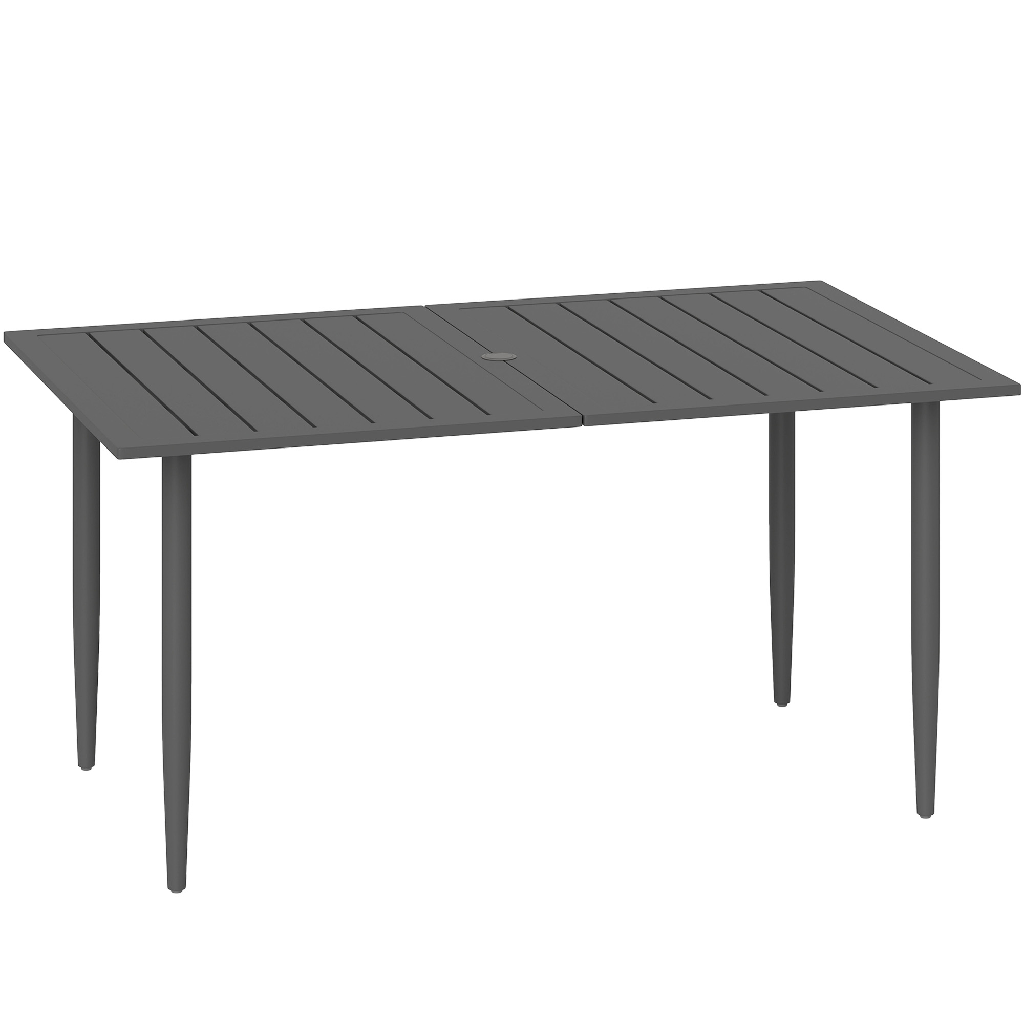 Gartentisch 150x90cm, Wetterfest Balkontisch aus Stahl, Balkontisch mit Schirmloch Schwarz