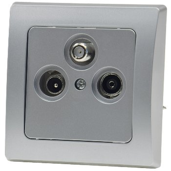 DELPHI Antennendose TV+Radio+Sat - inkl. Rahmen, UP, silber