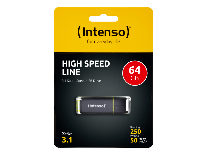 Intenso High Speed Line - 64 GB - USB Typ-A - 3.2 Gen 2 (3.1 Gen 2) - 250 MB/s - Kappe - Schwarz - G