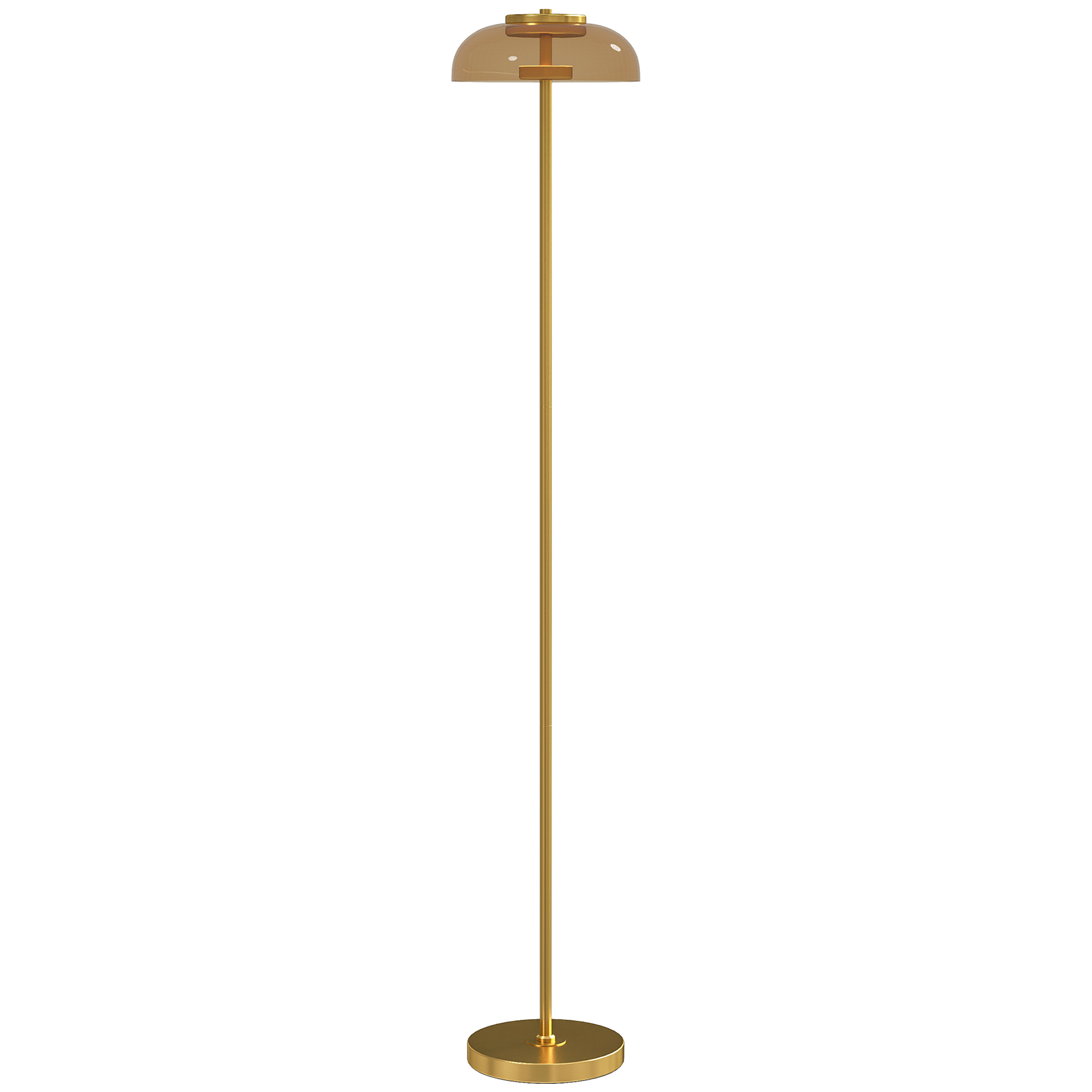 LED Stehlampe Wohnzimmer, Stehleuchte mit 3000 K warmem Licht, Fußschalter, 25 x 25 x 134 cm, Messing