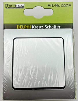 DELPHI Kreuzschalter - 250V~/ 10A, inkl. Rahmen, UP, silber