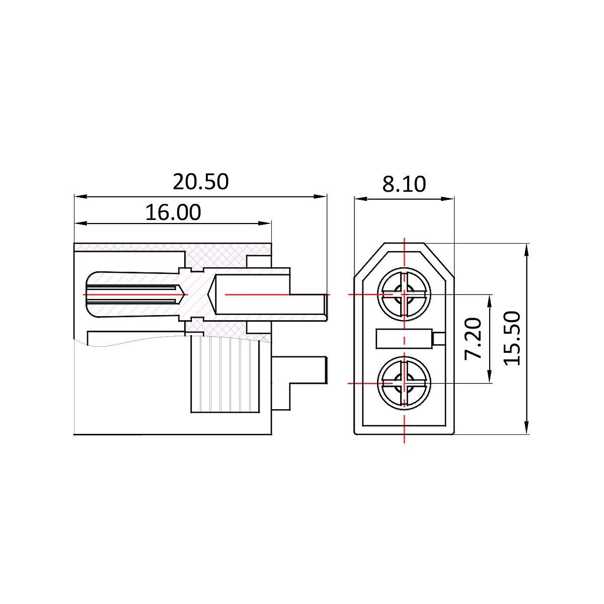 Hochstromstecker/Buchse XT60 vergoldet Grip 1 Paar