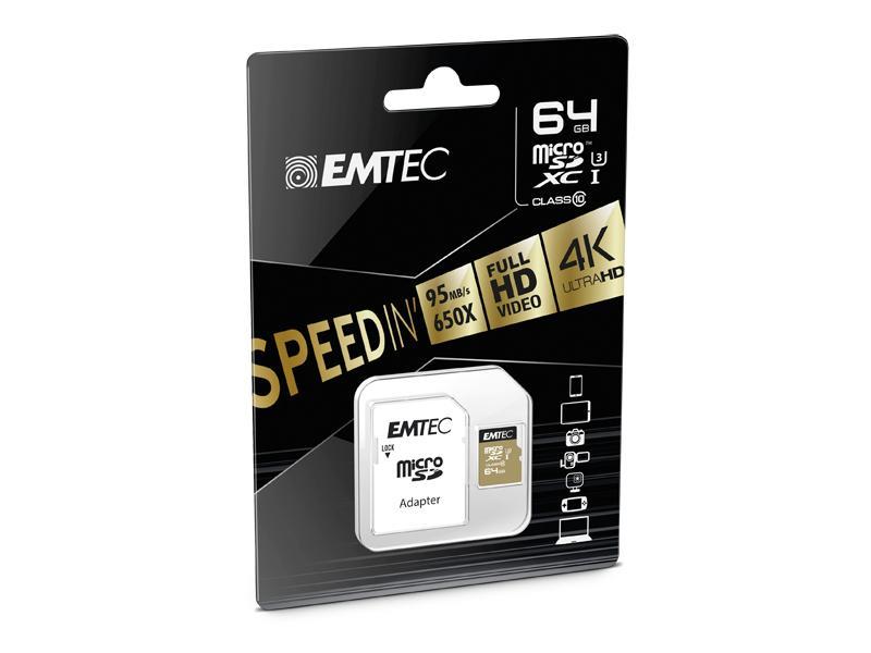 Emtec MicroSDXC 64GB SpeedIN CL10 95MB/s FullHD 4K UltraHD