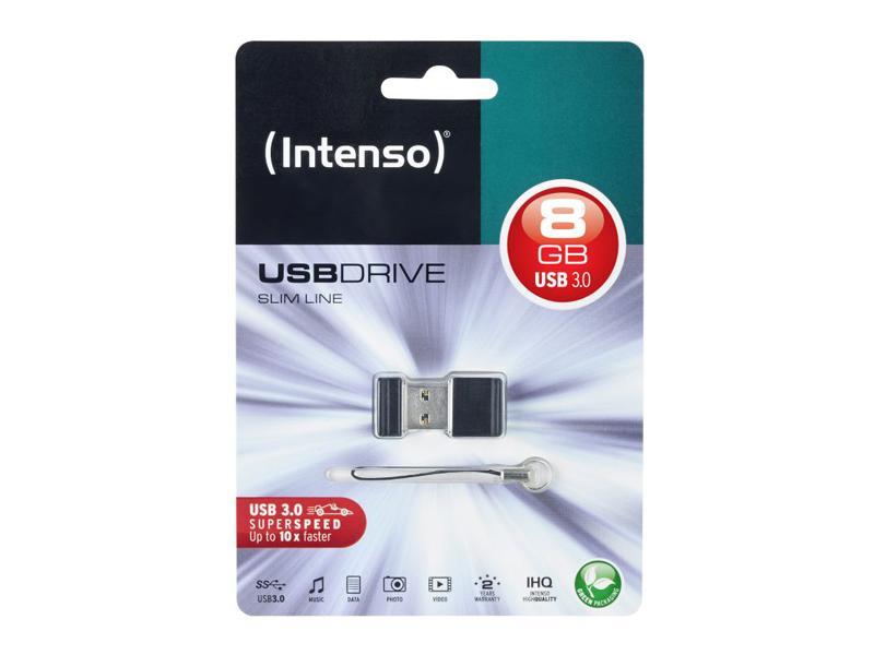 USB FlashDrive 8GB Intenso Slim Line 3.0 Blister schwarz