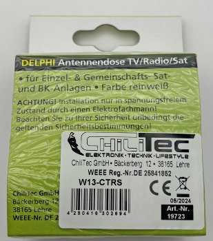 DELPHI Antennendose TV+Radio+Sat - inkl. Rahmen, UP, weiß