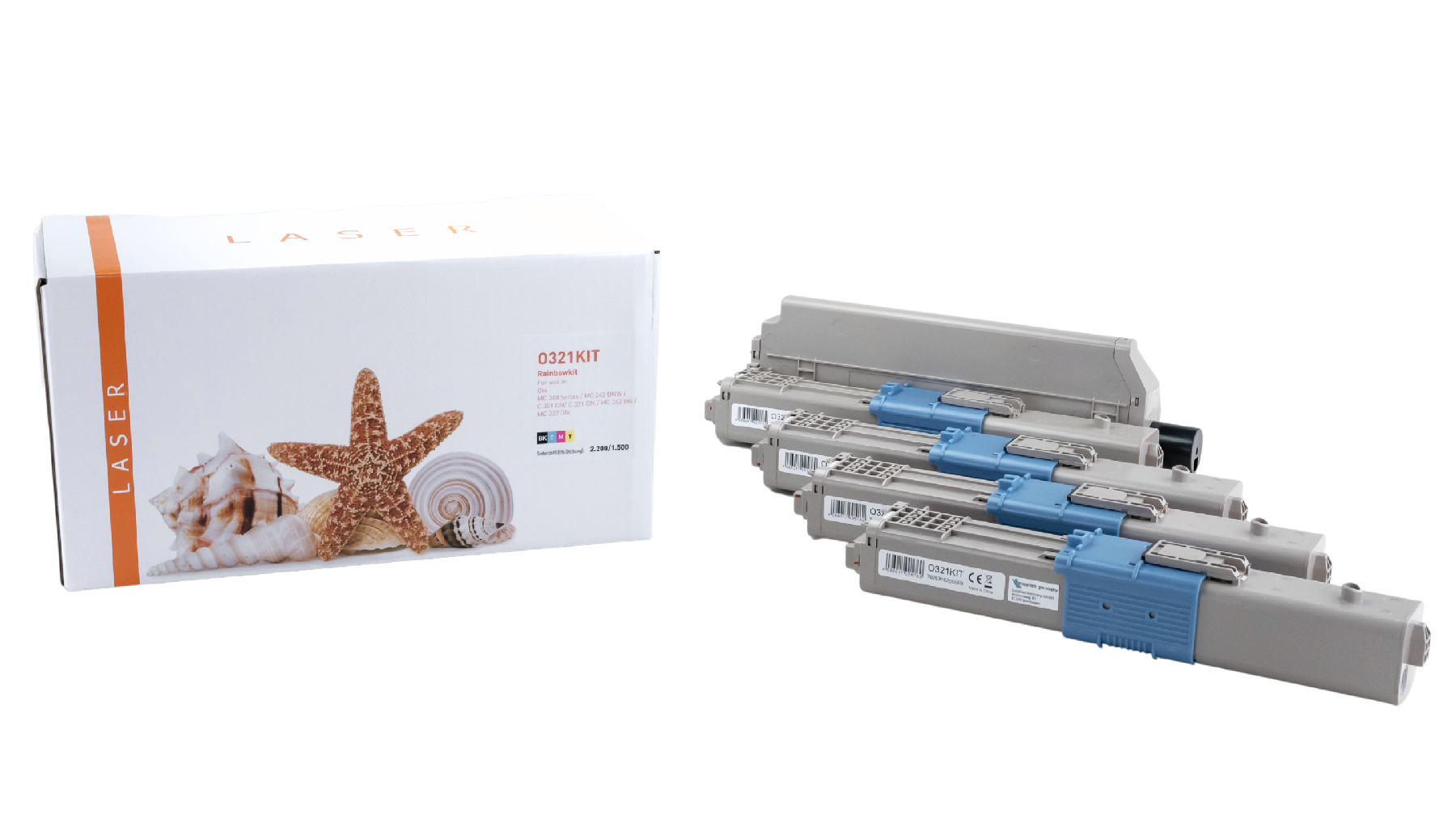C321KIT alternativ Toner Rainbowkit Oki / 4497353336 / BK2.200 /CMY1.500 Seiten
