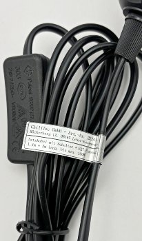 Netzkabel mit Schalter und E27 Fassung - 1,4m + 2m lang, schwarz
