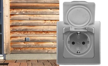 DELPHI Schutzkontakt-Steckdose IP44 - 250V~/ 16A, inkl. Rahmen, UP, silber