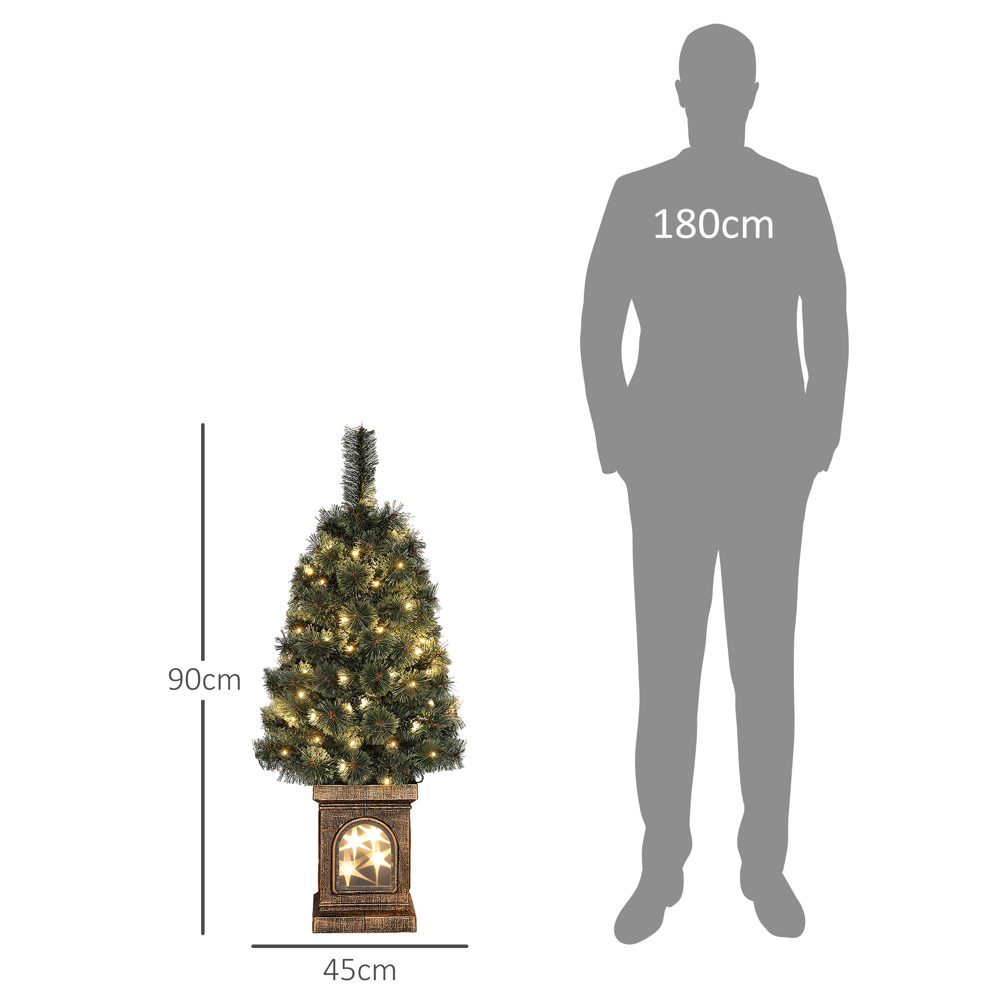 Weihnachtsbaum, naturgetreue Erscheinung, integrierte LEDs, dimmbar, 8 Modi, 45 x 90 cm, Grün