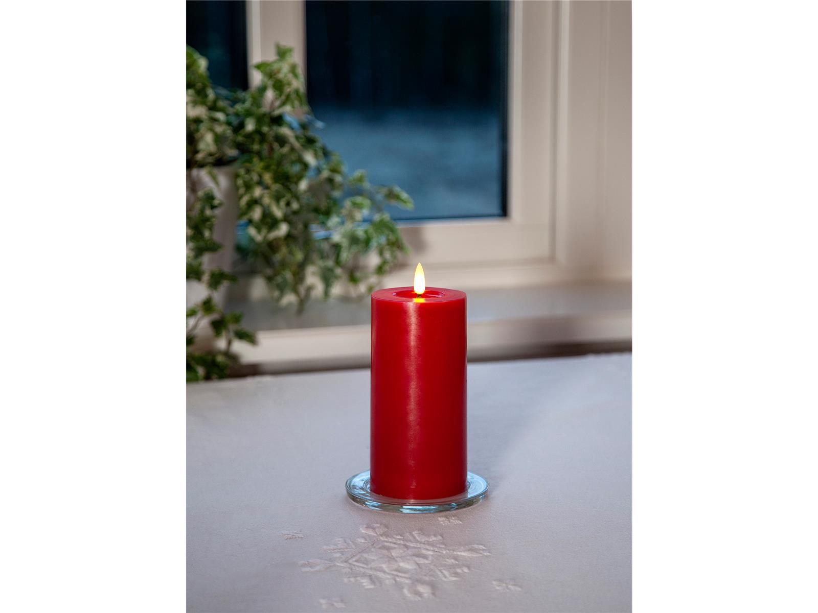 LED Wachskerze ''Flamme Flow'', rot, 17x7,5cm, naturgetreue Flamme