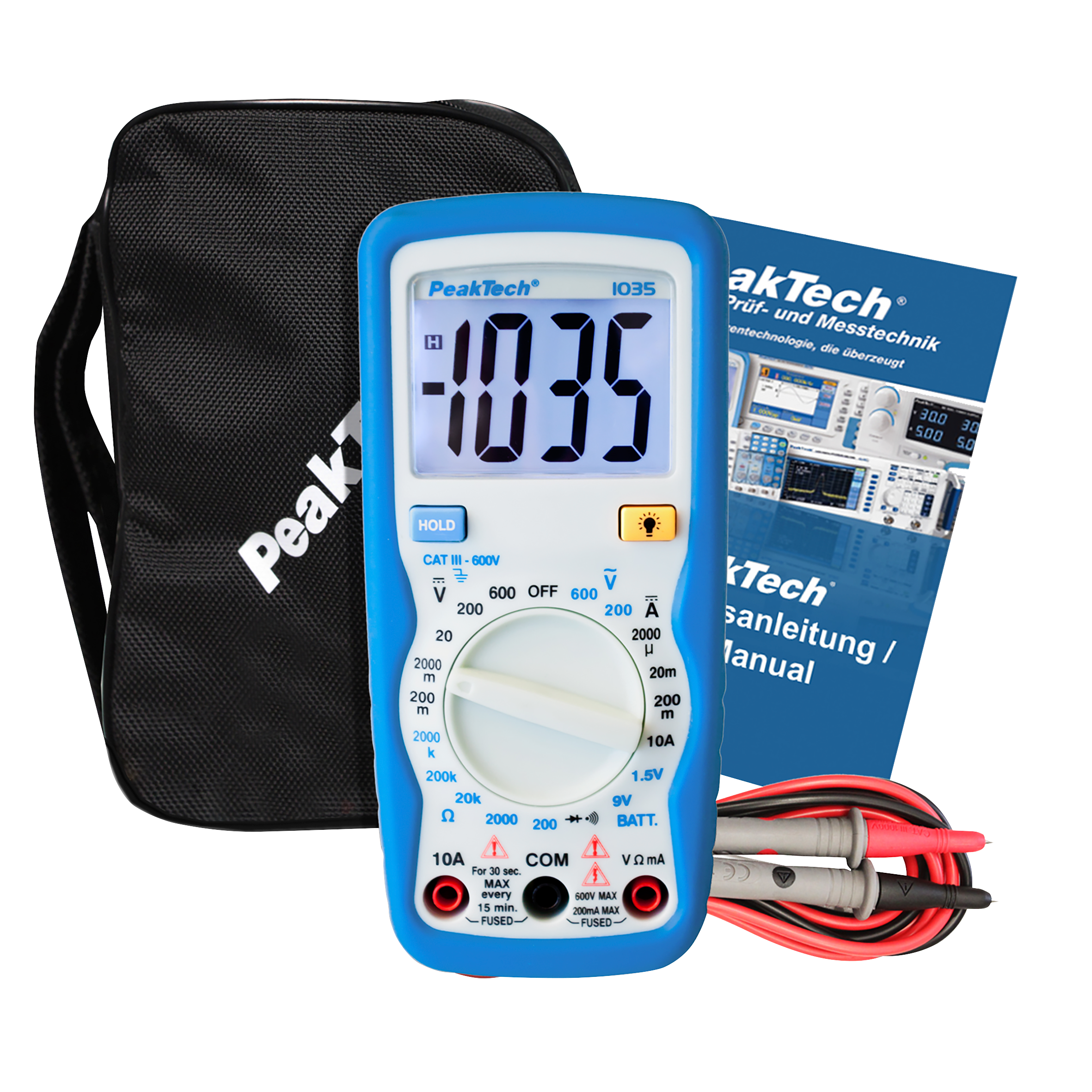 Digital-Multimeter PeakTech ''P1035'', 2000 Counts, 600V AC/DC, 10A DC
