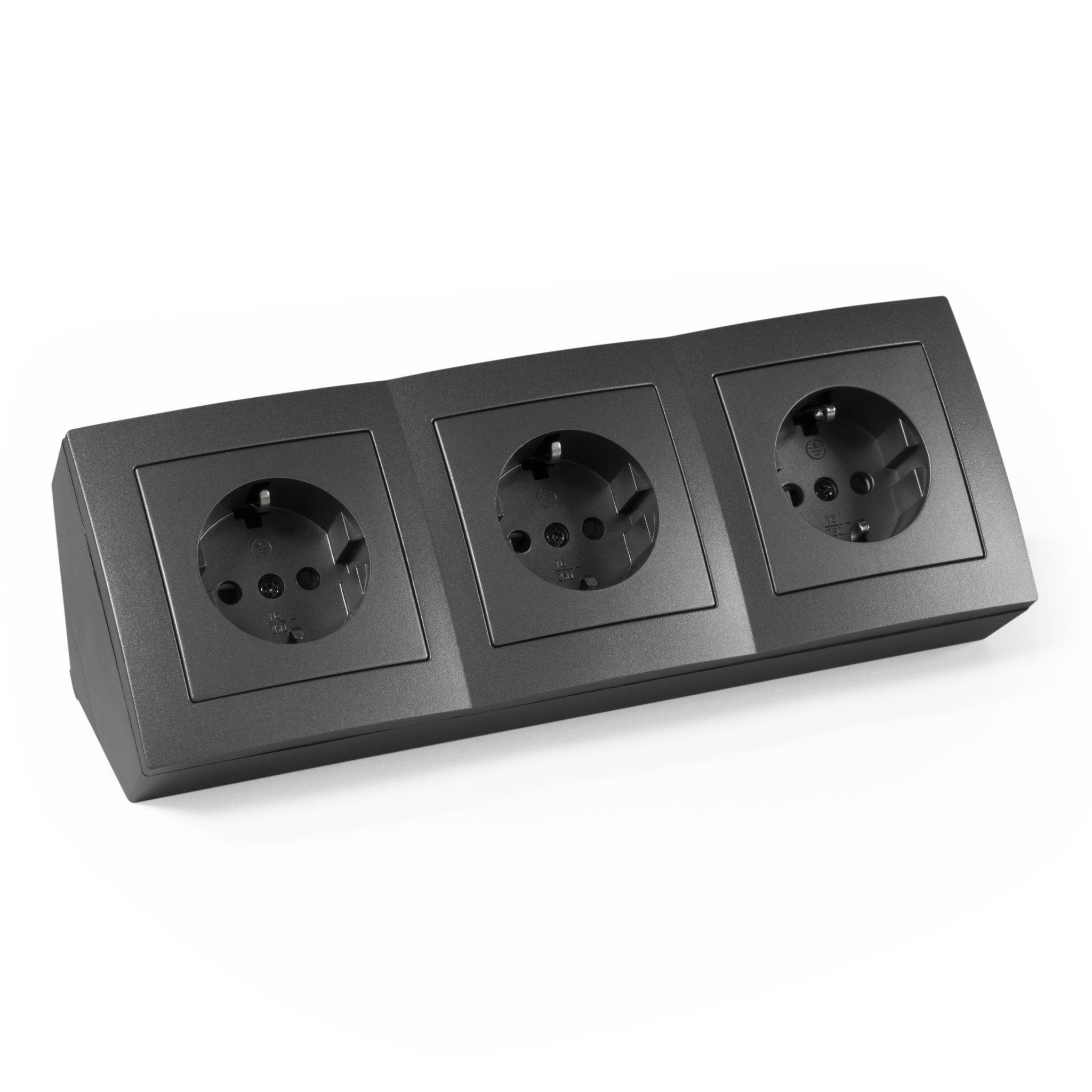 Steckdosenblock McPower ''Flair'' 250V~/16A, Aufbau, Anthrazit, 3-fach Steckdose