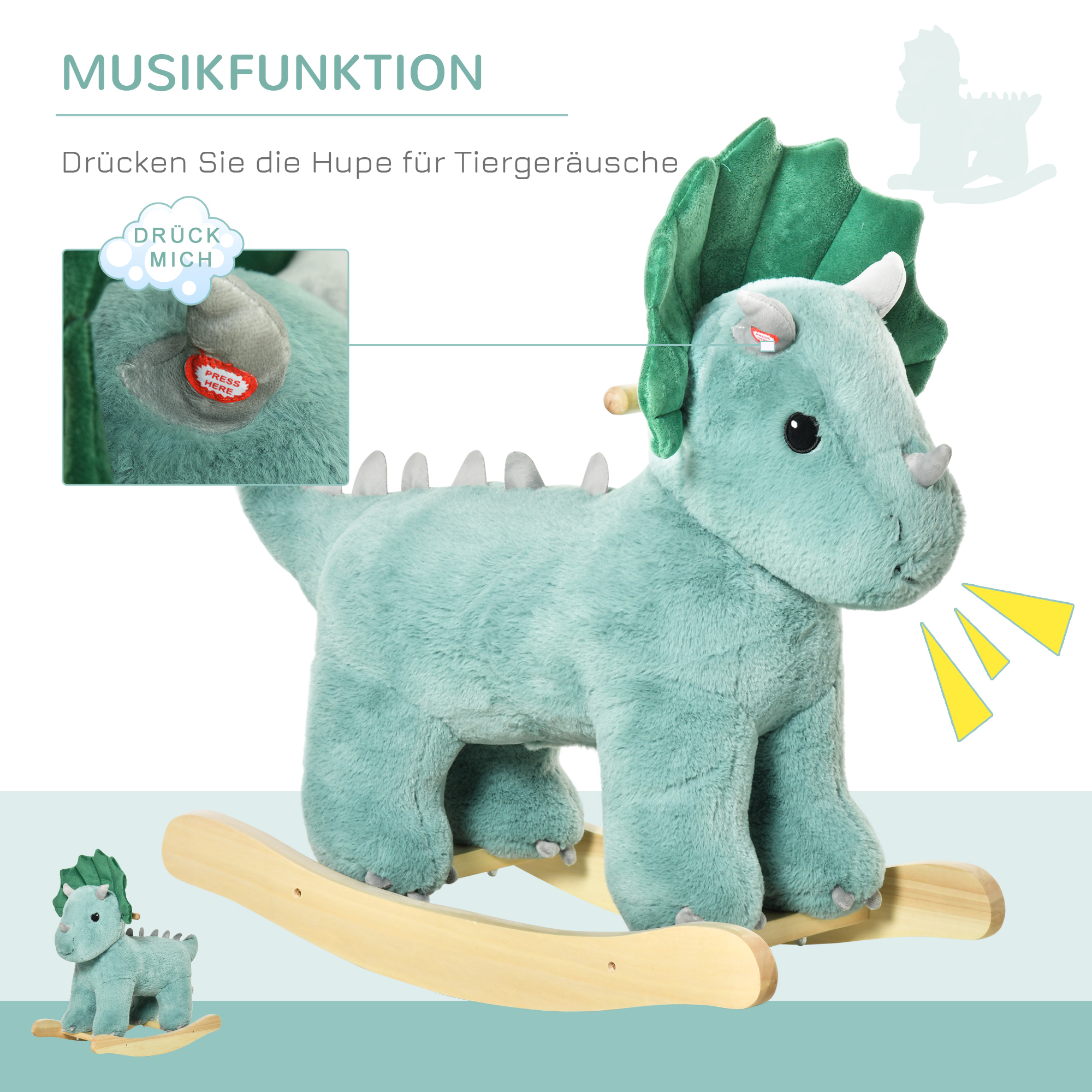 Kinder Schaukel Schaukeltier Schaukelpferd Dunkelgrün 64 x 30 x 54 cm