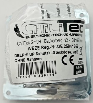 DELPHI Schutzkontakt-Steckdose, weiß - 250V~/ 16A, Steckanschluss, OHNE Rahmen