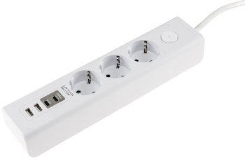 Steckdosenleiste mit Ladebuchsen für USB - USB-A /USB-C,3-fach, weiß, 1,5m Kabel