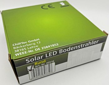 Solar LED Bodenstrahler "CTB-R", rund - ØxH 12x4cm, IP44, Edelstahl-Front