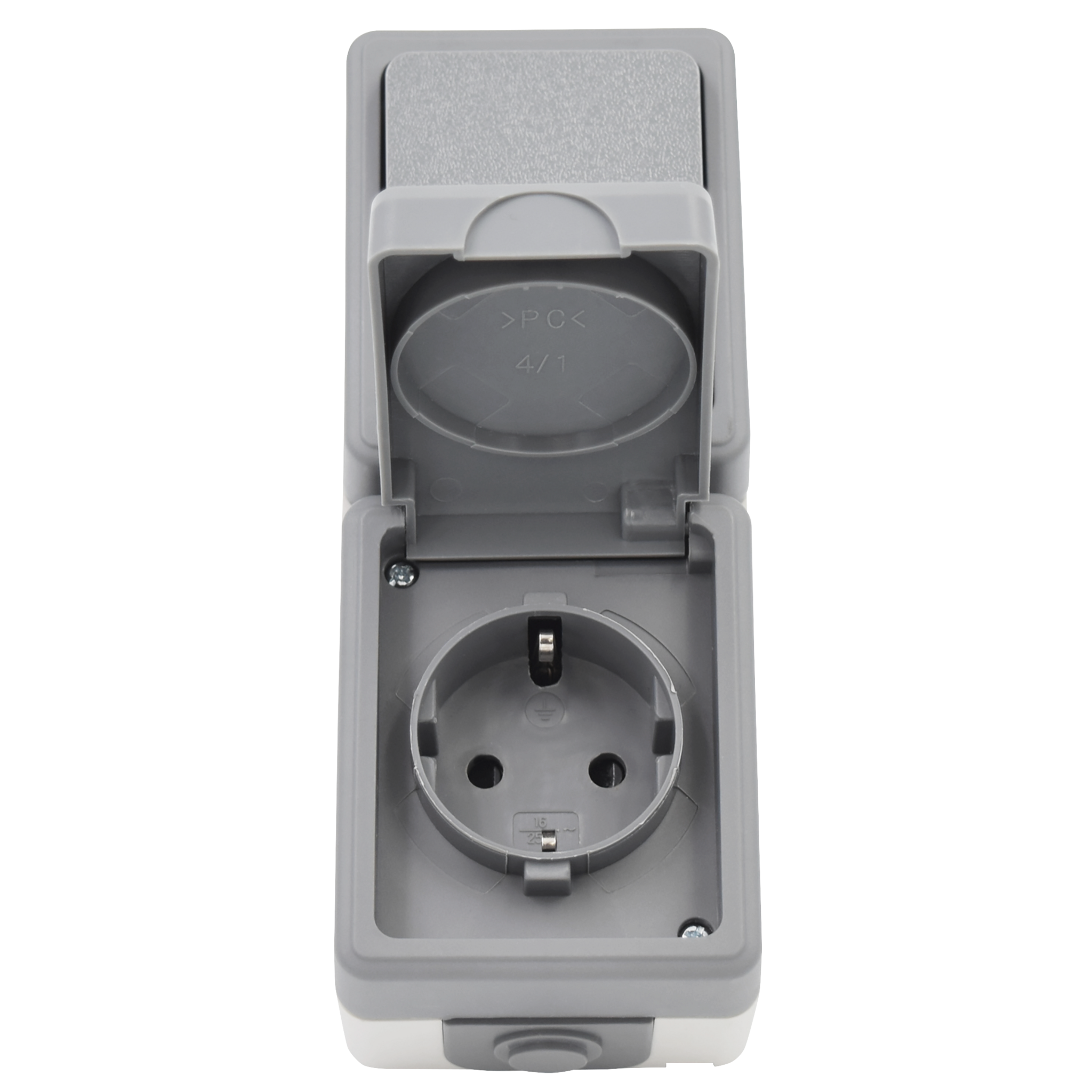Feuchtraum Kombi-Dose McPower ''Secure'' 250V~, Schalter+Steckdose, IP44, AP, grau