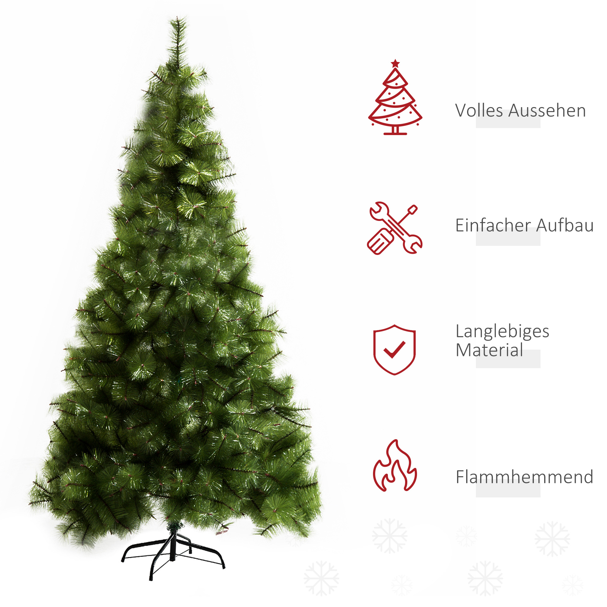 Künstlicher Weihnachtsbaum 210 cm künstlich Tannenbaum mit 505 Spitzen Christbaum Weihnachtsdeko inkl, Metallständer für drinnen