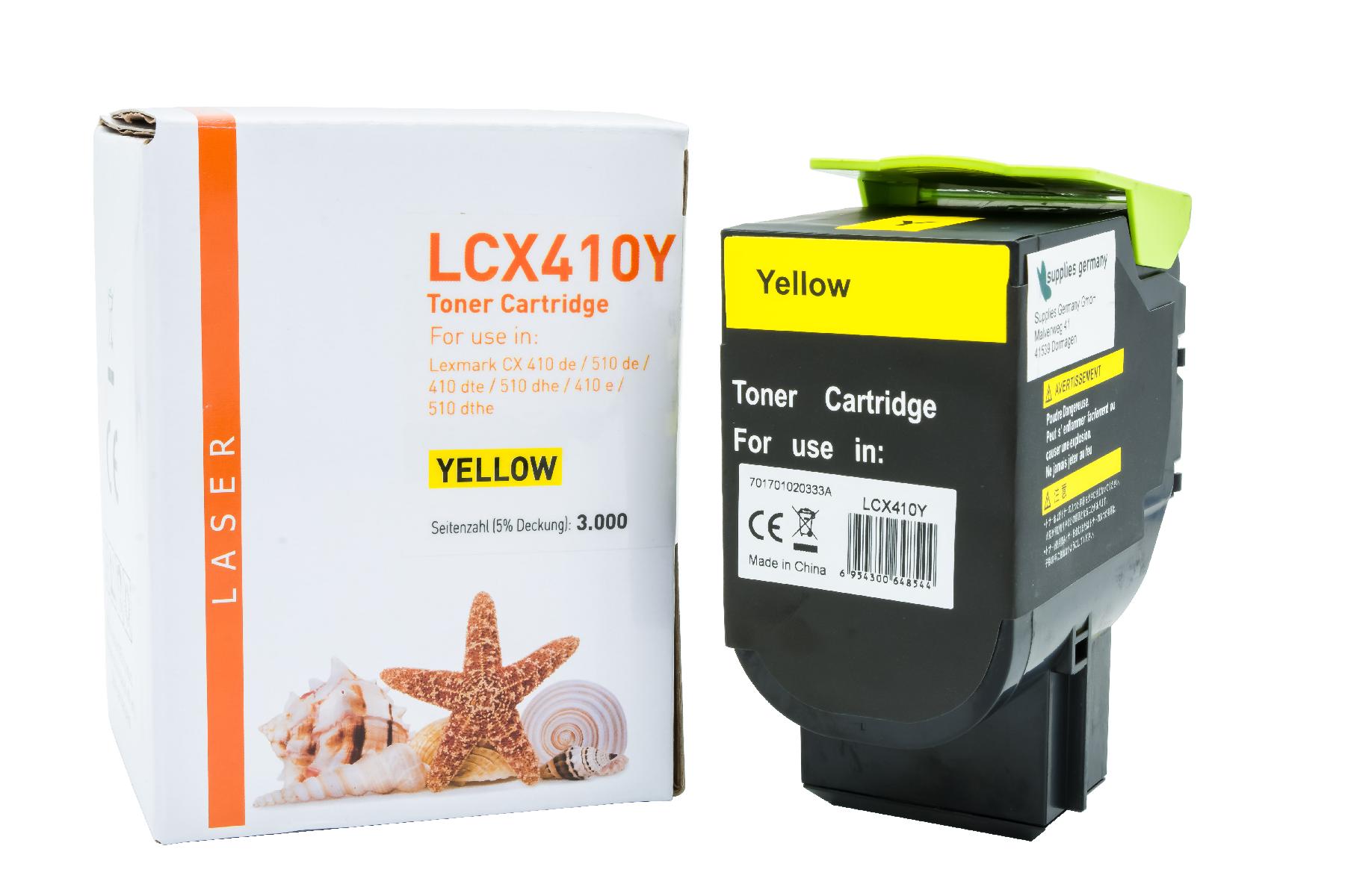 CX410Y alternativ Toner gelb für Lexmark / 80C2HY0 / 3.000 Seiten