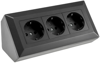 3-fach Steckdosenblock, schwarz - 250V~/ 16A, Aufbaumontage