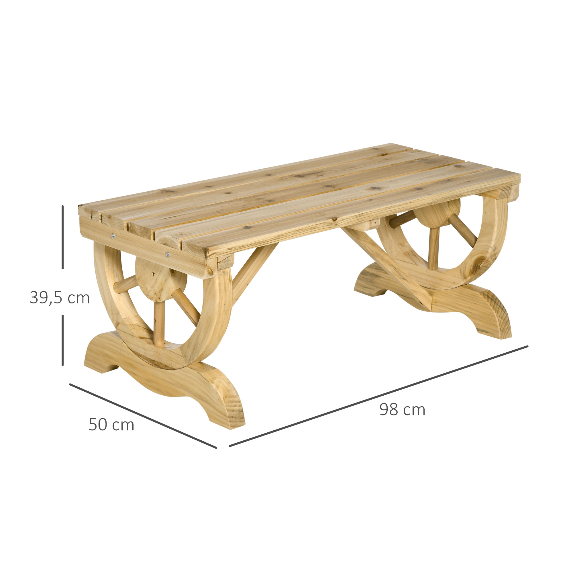 Gartenbank Holz Wetterfest Sitzbank Gartenmöbel Rustikale Bank Natur 98 x 50 x 39,5 cm