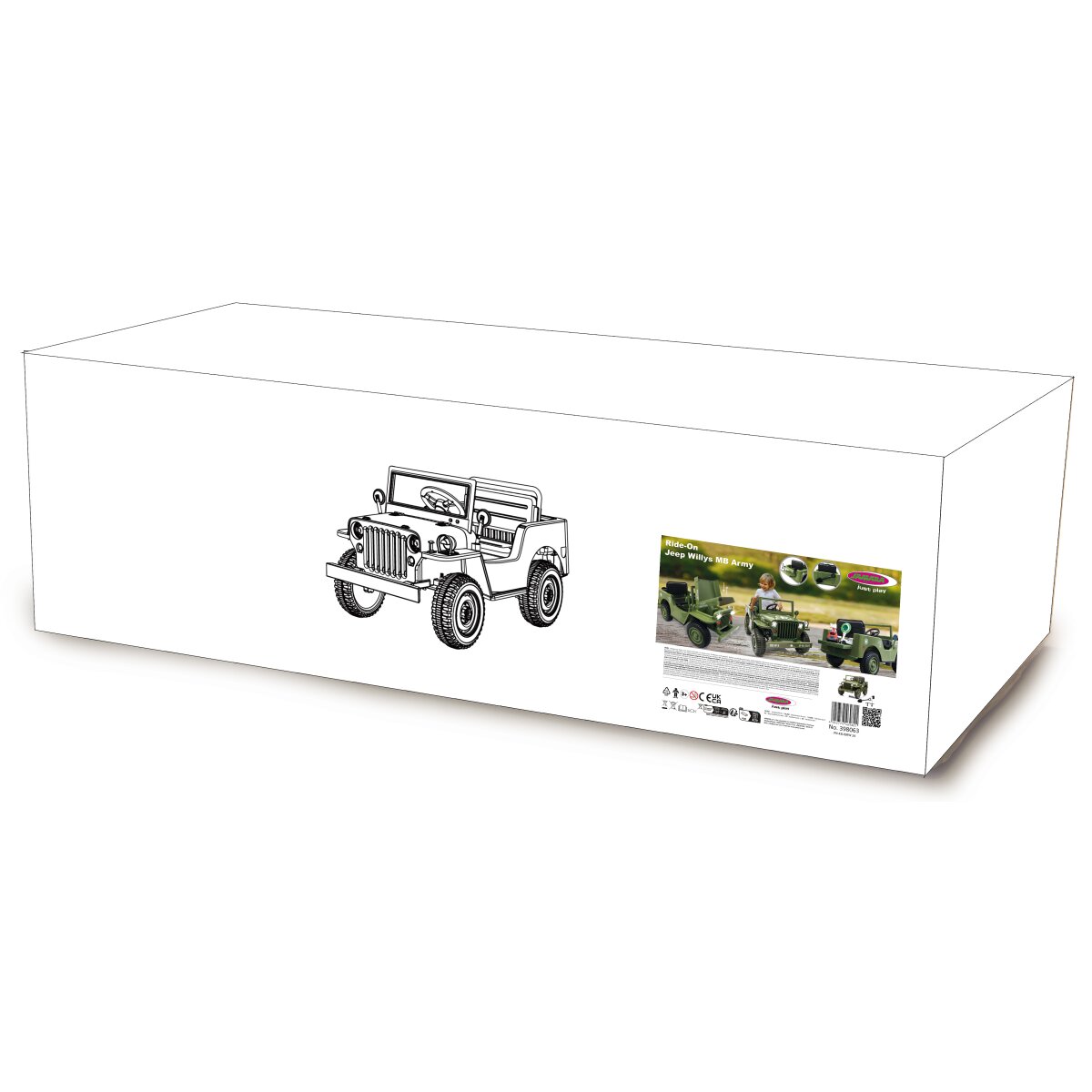 Kinderfahrzeug Jeep Willys MB Army grün
