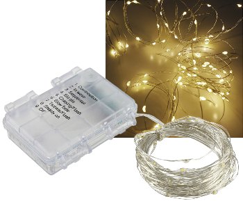 LED Batterie-Lichterkette "SilverWire80" - 80 micro LEDs, 8m, warmweiß, IP44