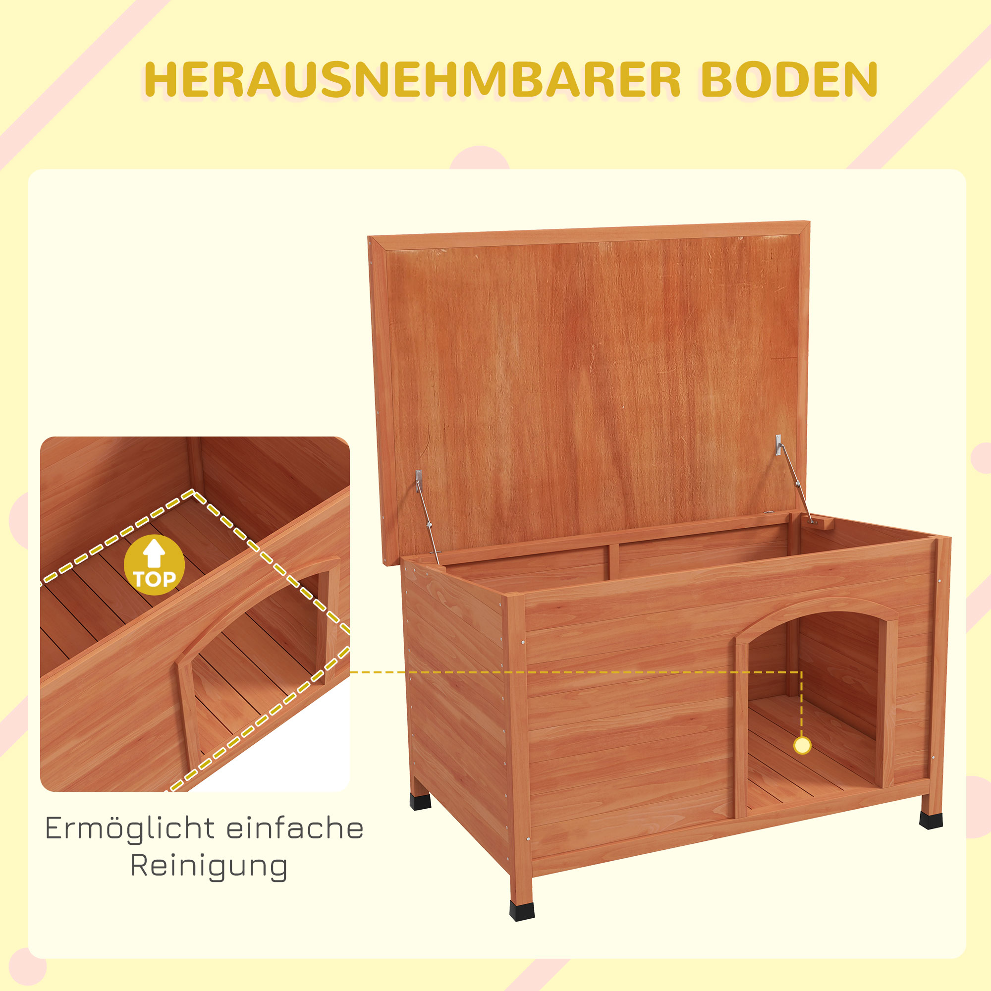 Hundehütte Hundehütte aus Holz Hundehütte XXL, 100 cm x 65,5 cm x 68 cm, Braun + Grün