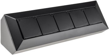 4-fach Steckdosenblock, USB-A+C, schwarz, 250V~/ 16A, USB 3,1A, PD, mit Klappen