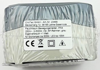NUQUI Feuchtraum PIR Bewegungsmelder - 120°, bis 6m,  250V~, 2-500W, IP54