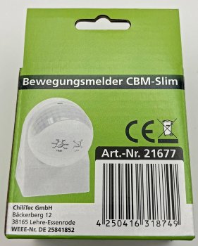 Aufputz Bewegungsmelder "CBM-Slim" 180° - LED geeignet, IP44, 1-800W, weiß