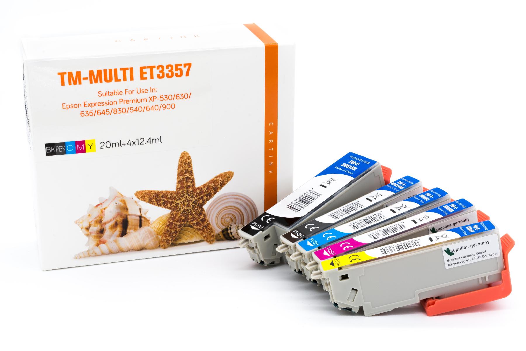 Multipack T3357 alternativ Tinte Epson / C13T33574010 /33XL / BK20ml/C,M,Y,PBK12,4ml