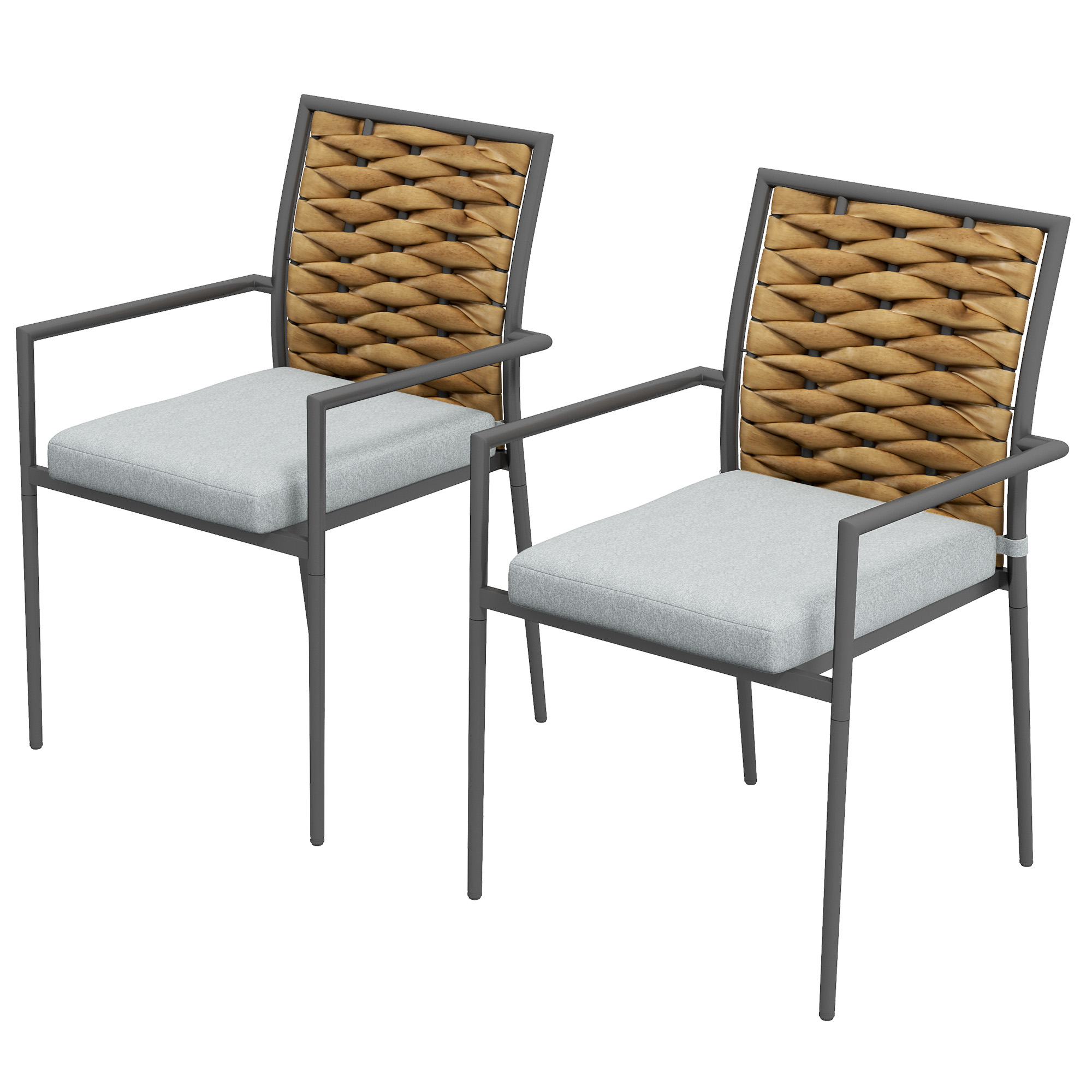 Gartenstühle Outdoor-Stühle Terrassenstühle, wetterbeständig, modernes Design, 57 x 58 x 87cm, Grau Gartenstühle Outdoor-Stühle Terrassenstühle, wetterbeständig, modernes Design, 57 x 58 x 87cm, Grau