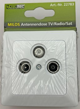 MILOS Antennendose TV+Radio+Sat - inkl. Rahmen, UP, weiß matt