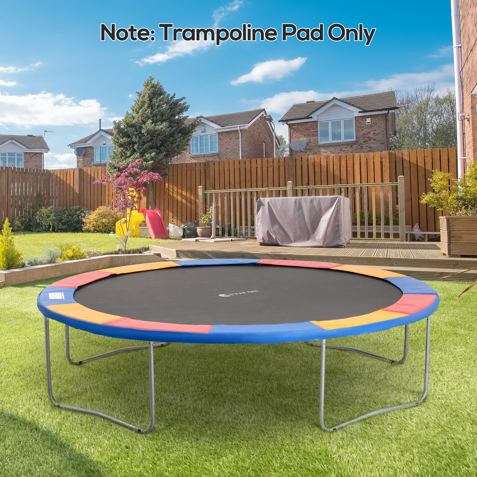 Trampolin Randabdeckung Ø366cm cm breit, Reißfest UV-resistent Federabdeckung, Wasserabweisend, Trampolinzubehör Randschutz Sicherheitsnetz Ersatzteile für Gartentrampoline, Rot+Gelb+Blau