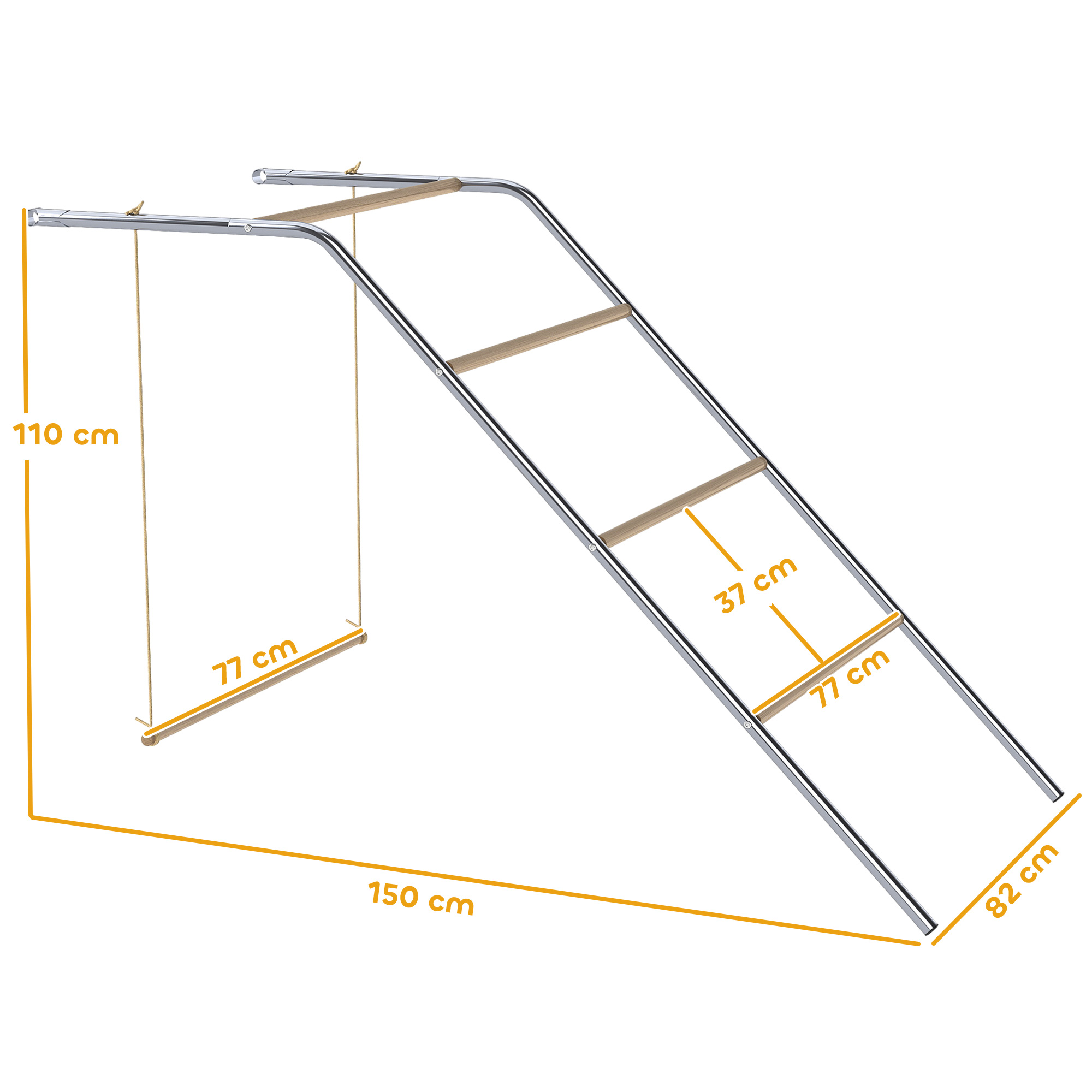 Hühner Spielgerüst aus Holz, Spielplatz für Hühnern mit Hühnerstangen, verstellbar Schaukel, 82 x 150 x 110 cm Silber