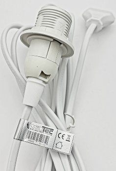 Netzkabel mit Schalter und E14 Fassung - 1,4m + 2m lang, weiß