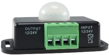 12-24V Bewegungsmelder, max. 6A - bis 8m Reichweite, 60°, 1-10min