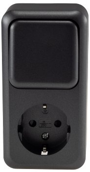 FASKO Kombi Steckdose Schalter,Anthrazit - 250V~, Aufputz, Schraubanschluss
